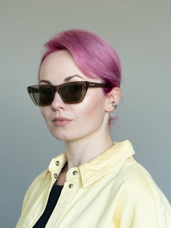 Saint Laurent Women Sunglasses Transparent Brown Grey Cat Eye SL 276 MICA 043